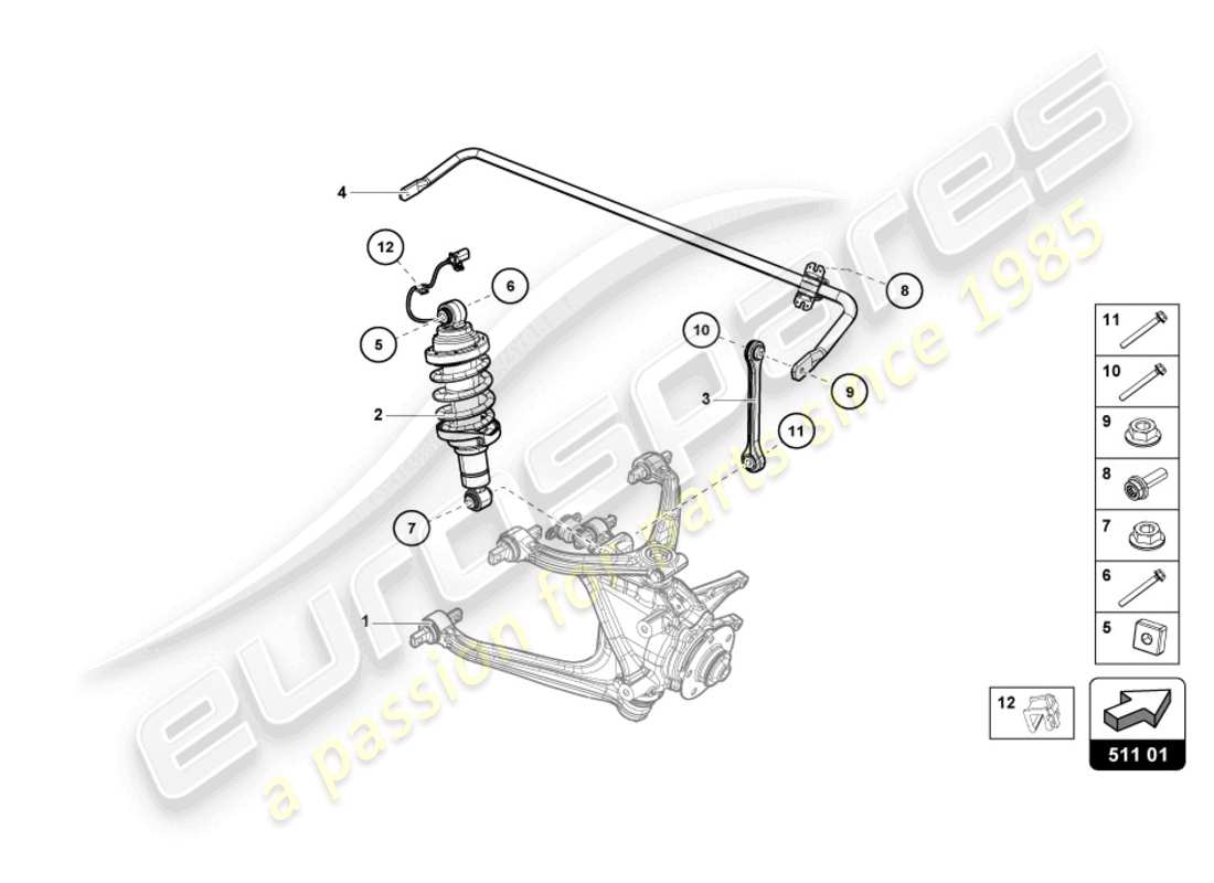 a part diagram from the lamborghini evo spyder 2wd (2022) parts catalogue