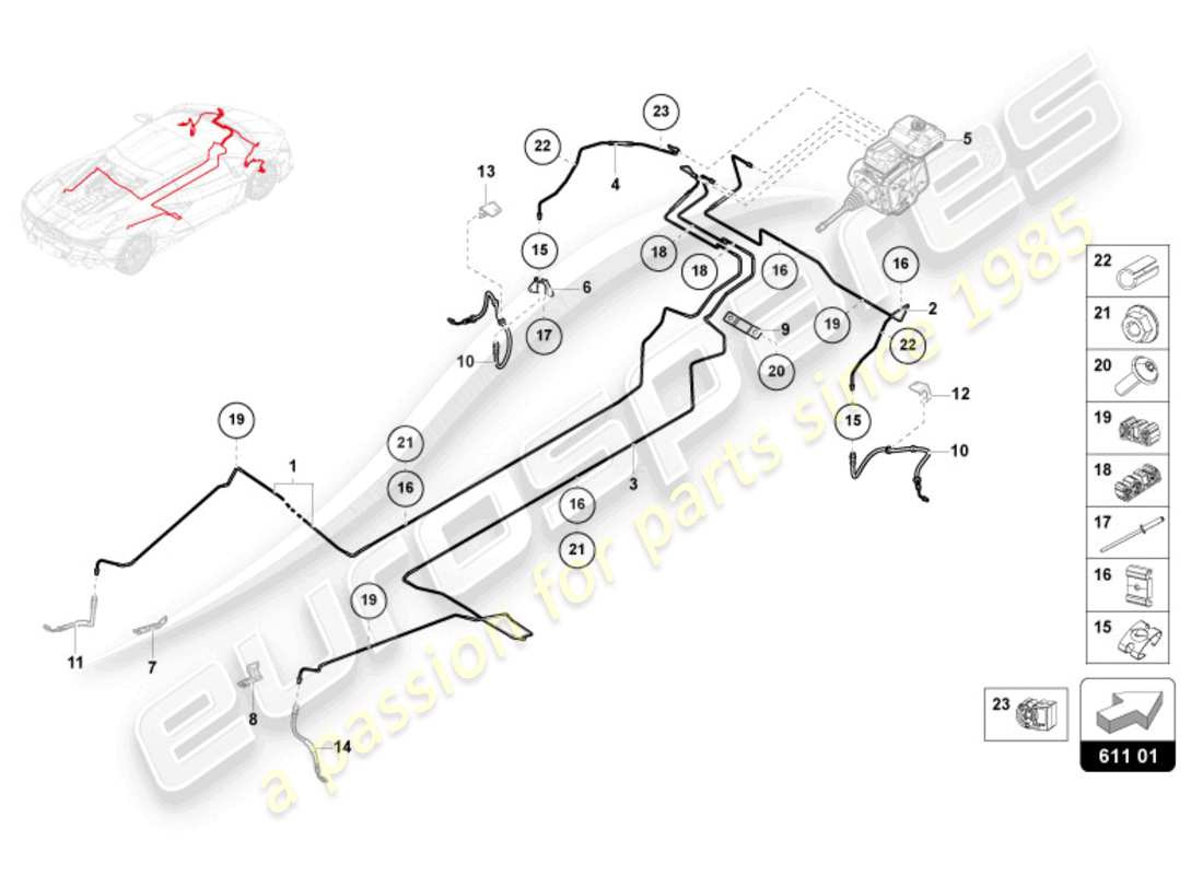 lamborghini revuelto coupe (2024) brake pipe parts diagram