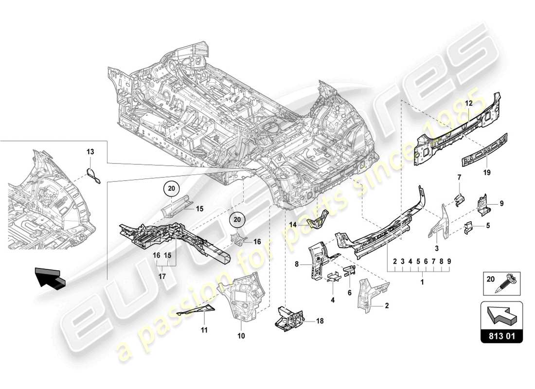 lamborghini urus (2022) underbody rear part diagram