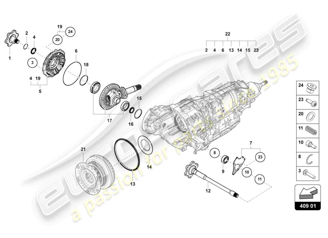 lamborghini urus (2022) differential part diagram