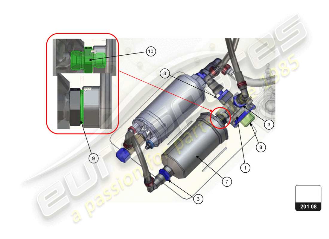 lamborghini 2018 (super trofeo evo) kit upgrade fuel tank part diagram