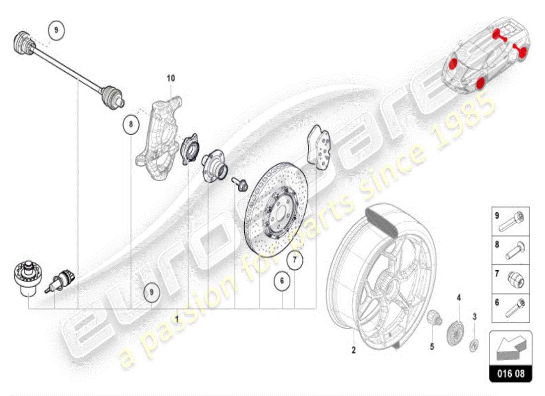 lamborghini accessories (tecnica) wheel nut part diagram