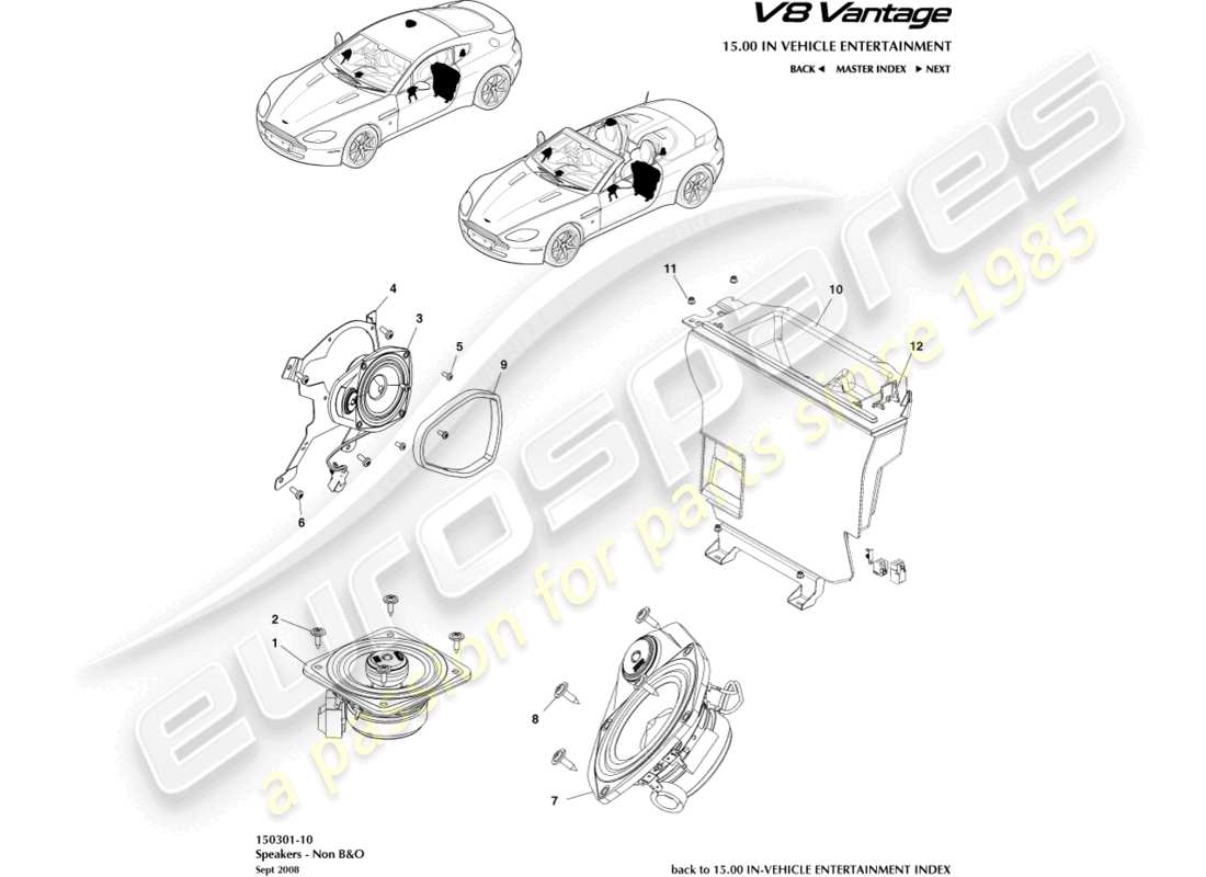 a part diagram from the aston martin v8 vantage (2010) parts catalogue