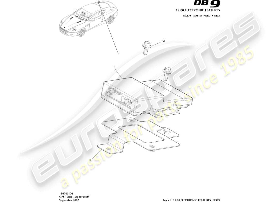a part diagram from the Aston Martin DB9 (2009) parts catalogue