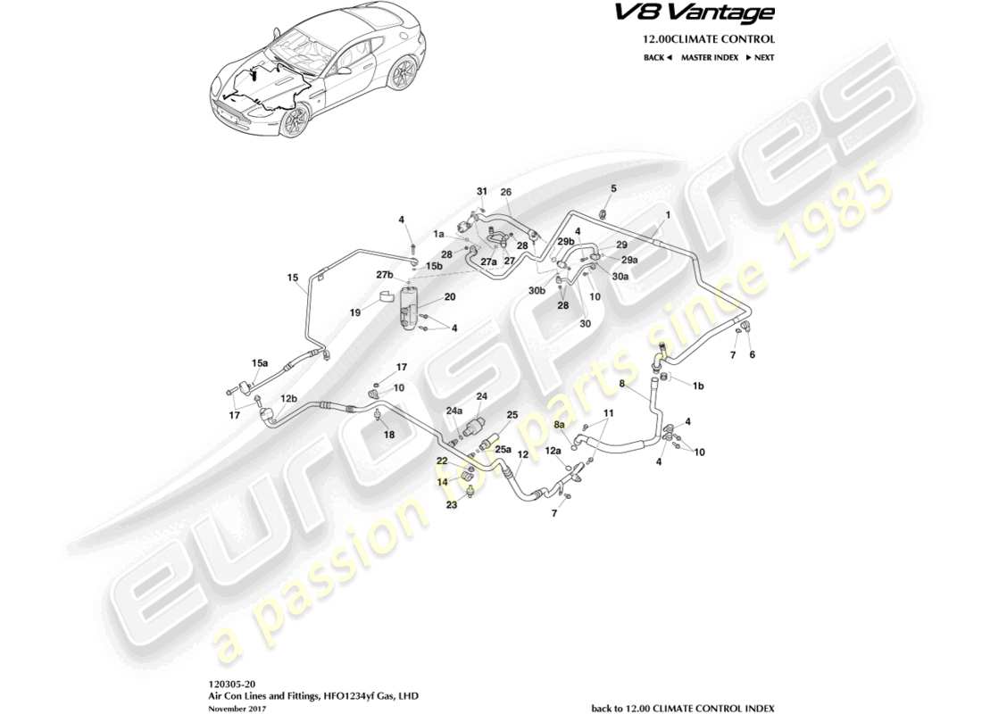 a part diagram from the aston martin v8 vantage (2008) parts catalogue