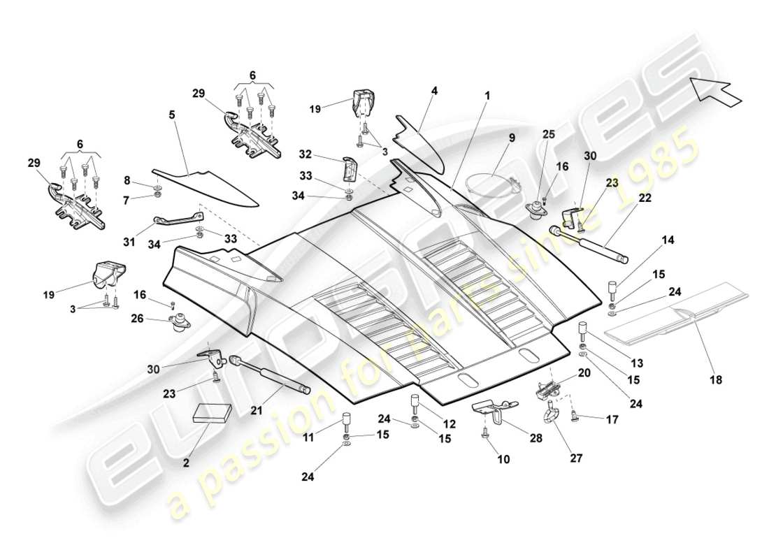a part diagram from the lamborghini lp570-4 spyder performante (2013) parts catalogue