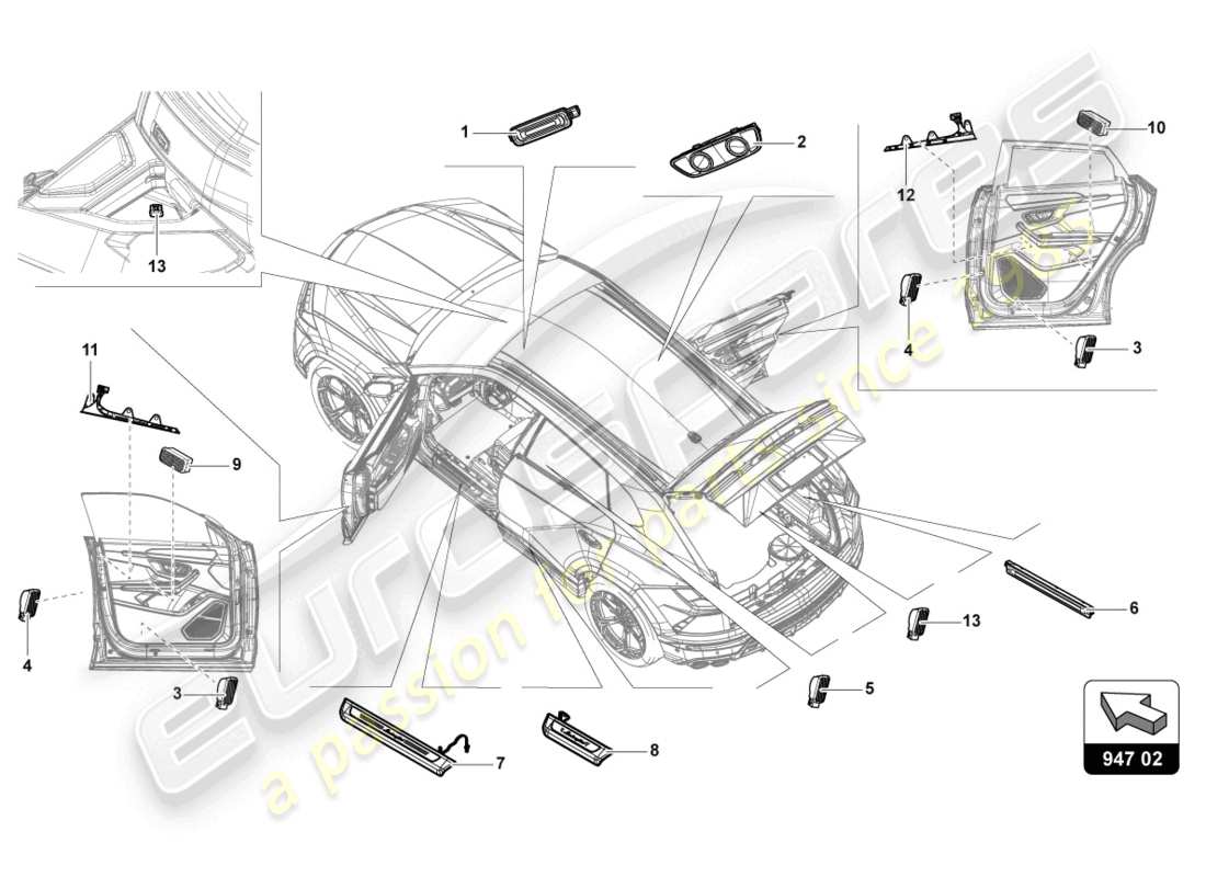 a part diagram from the lamborghini urus s (2024) parts catalogue