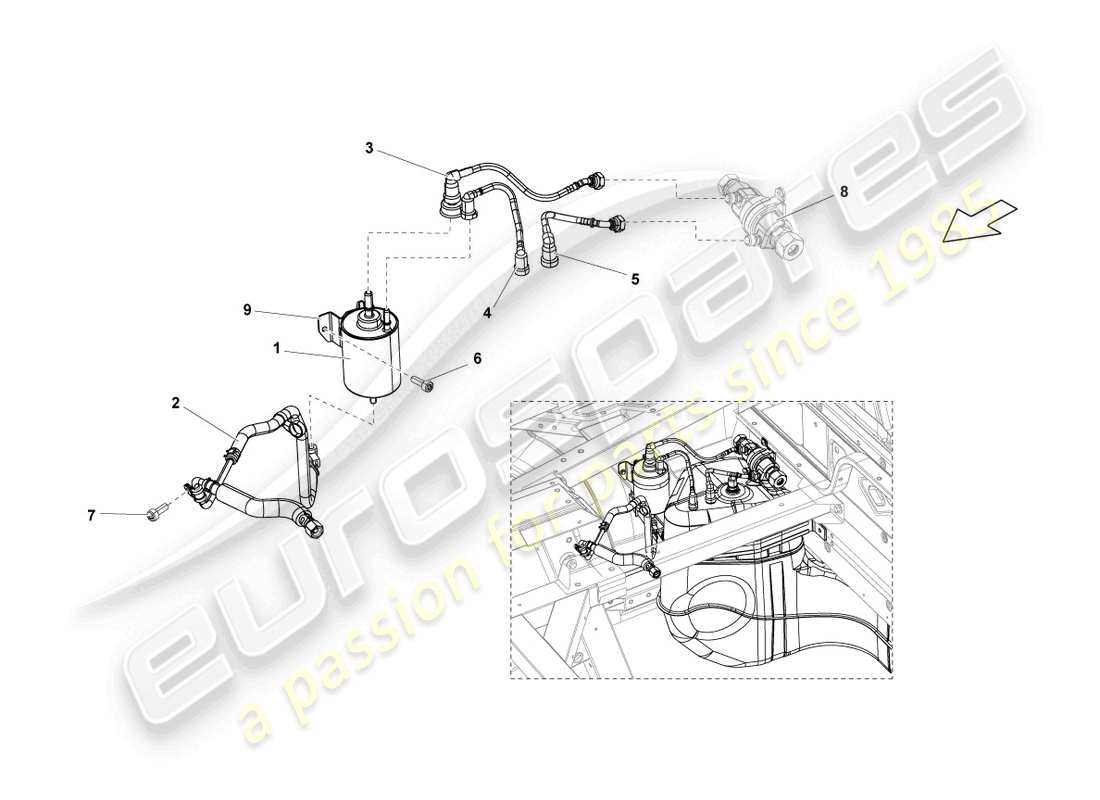 a part diagram from the lamborghini lp550-2 spyder (2012) parts catalogue