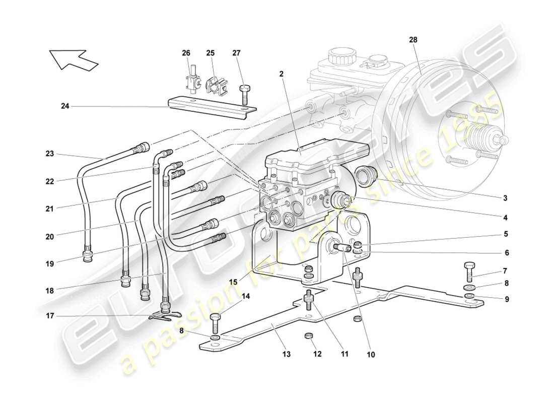 a part diagram from the lamborghini lp640 roadster (2009) parts catalogue