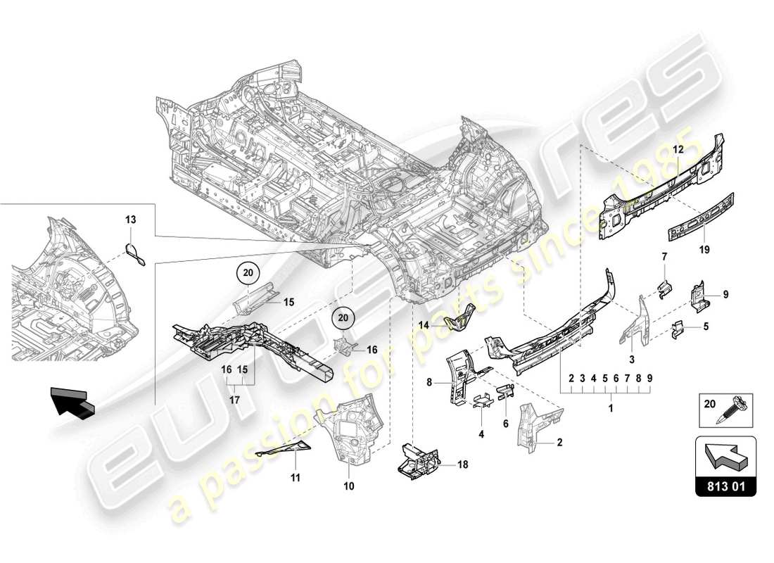 a part diagram from the Lamborghini Urus S (2023) parts catalogue
