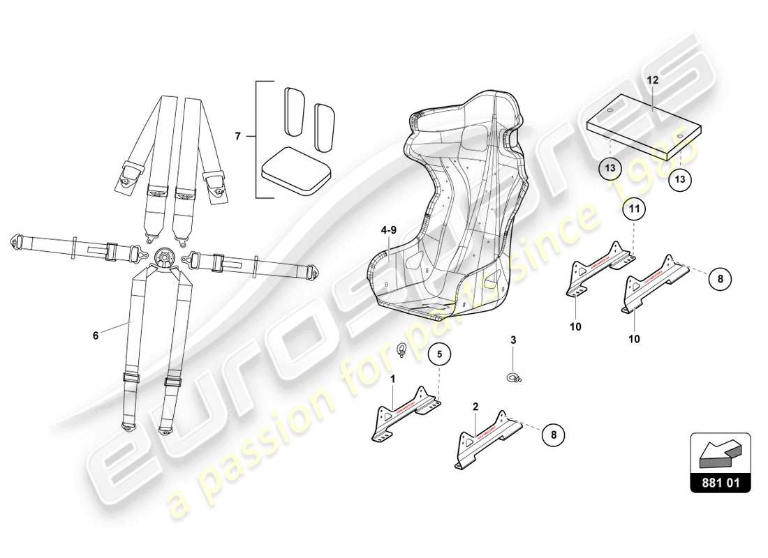 a part diagram from the lamborghini 2015 (super trofeo) parts catalogue