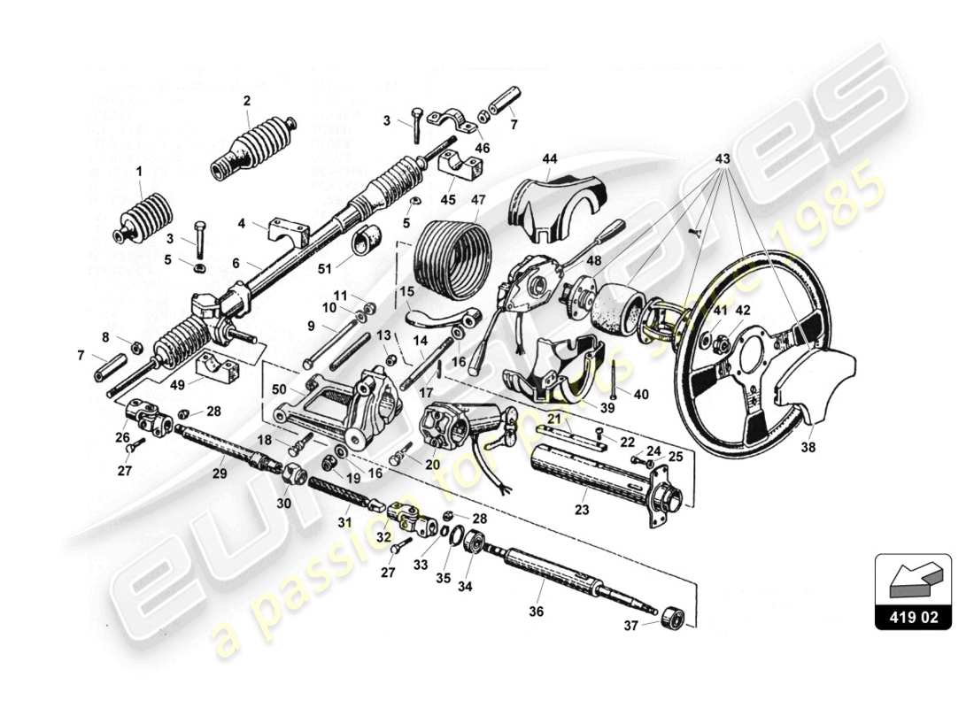 a part diagram from the lamborghini countach 25th anniversary (1989) parts catalogue