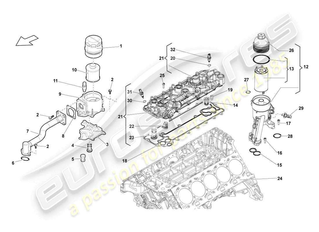 a part diagram from the lamborghini lp560-4 coupe (2009) parts catalogue