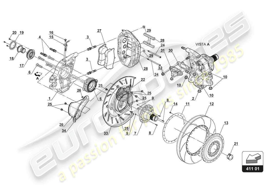 a part diagram from the lamborghini gt3 evo (2018) parts catalogue