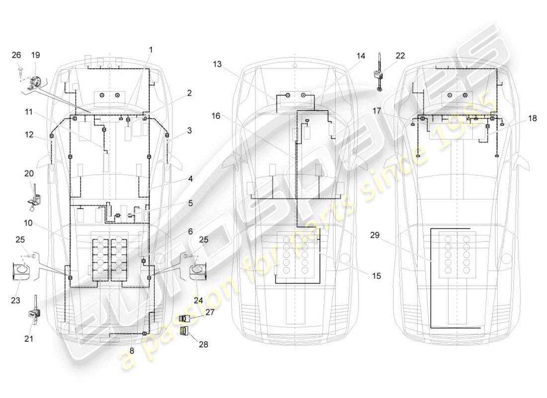 a part diagram from the lamborghini gallardo coupe (2005) parts catalogue
