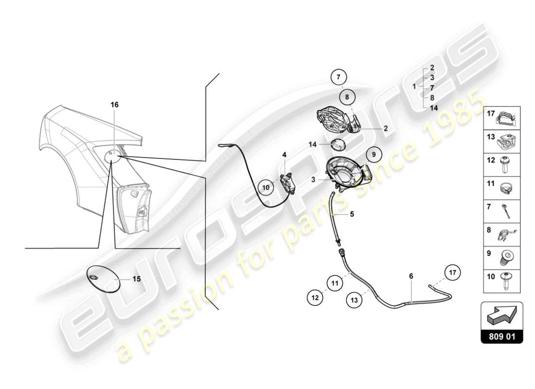 a part diagram from the lamborghini 2023 (evo coupe 2wd) parts catalogue