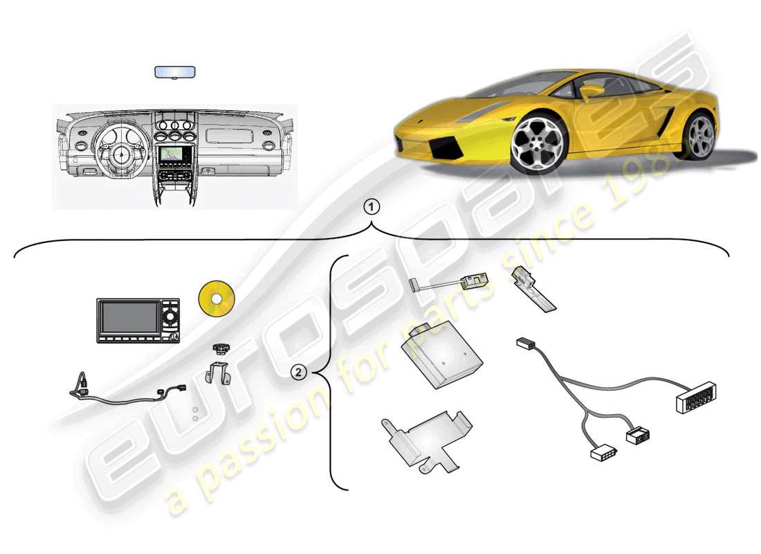 a part diagram from the lamborghini lp560-2 coupe 50 (accessories) parts catalogue
