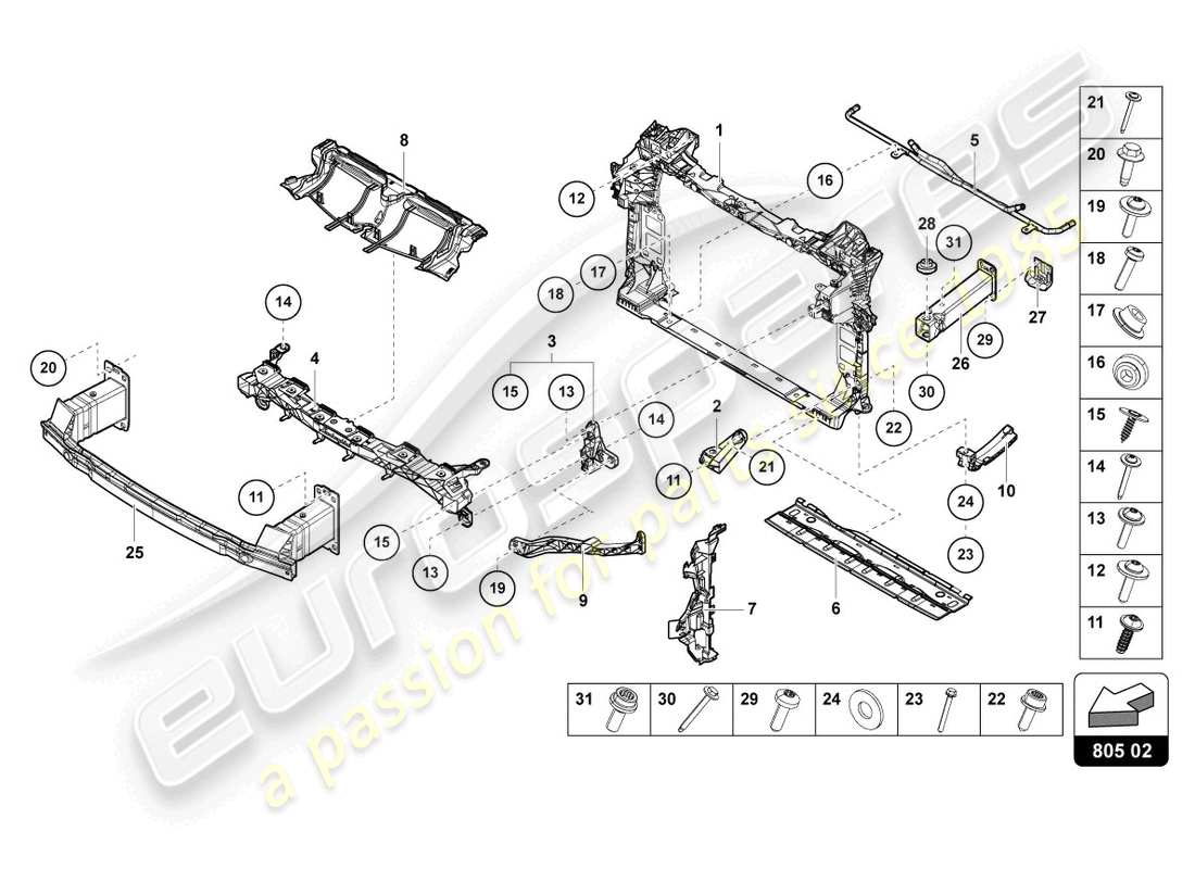 a part diagram from the Lamborghini Urus (2020) parts catalogue