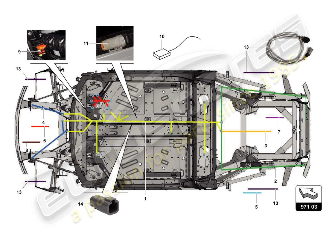 a part diagram from the lamborghini super trofeo (2015) parts catalogue