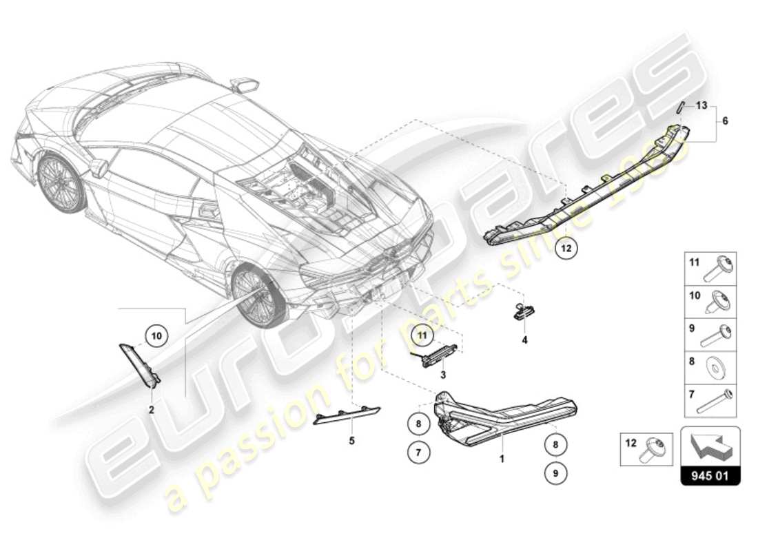 a part diagram from the lamborghini revuelto coupe (2024) parts catalogue
