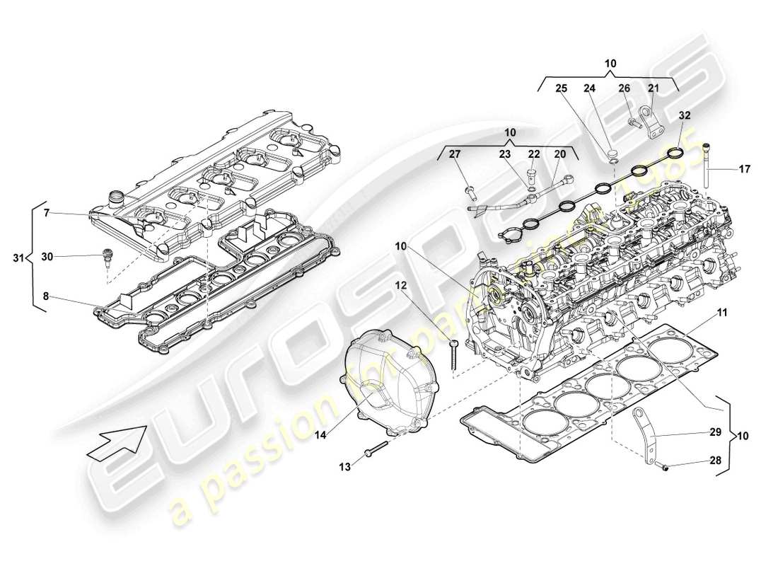 a part diagram from the lamborghini lp560-4 coupe (2013) parts catalogue