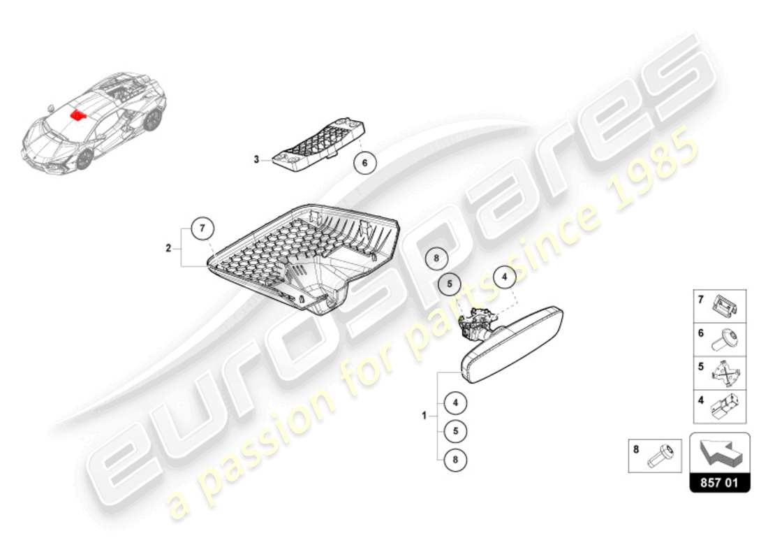 a part diagram from the lamborghini revuelto coupe (2024) parts catalogue