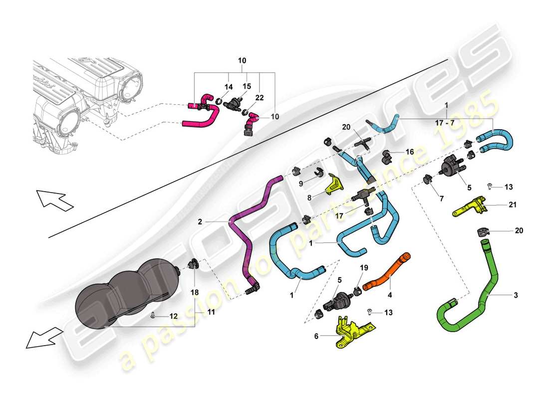 a part diagram from the lamborghini lp570-4 spyder performante (2011) parts catalogue
