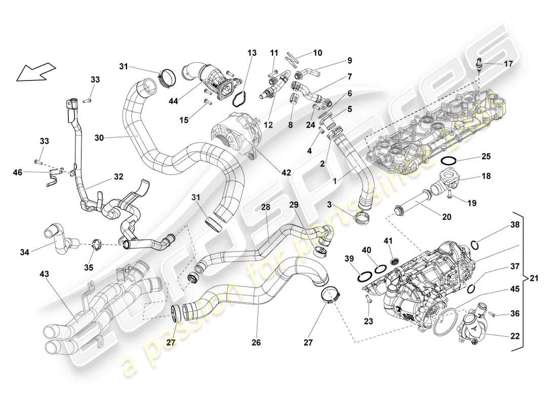 a part diagram from the lamborghini lp560-4 coupe fl ii (2013) parts catalogue