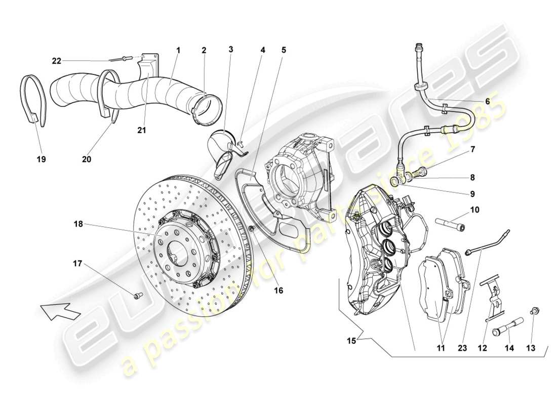 a part diagram from the lamborghini lp640 coupe (2008) parts catalogue