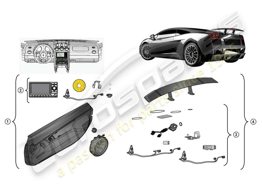 a part diagram from the lamborghini superleggera (accessories) parts catalogue