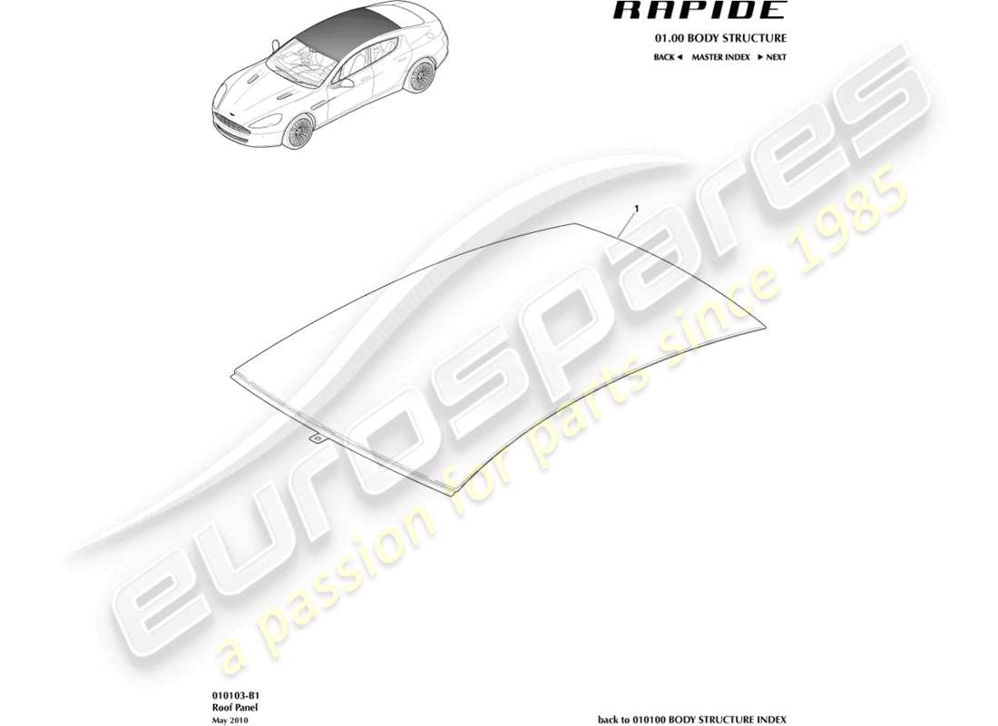 aston martin rapide (2019) roof part diagram