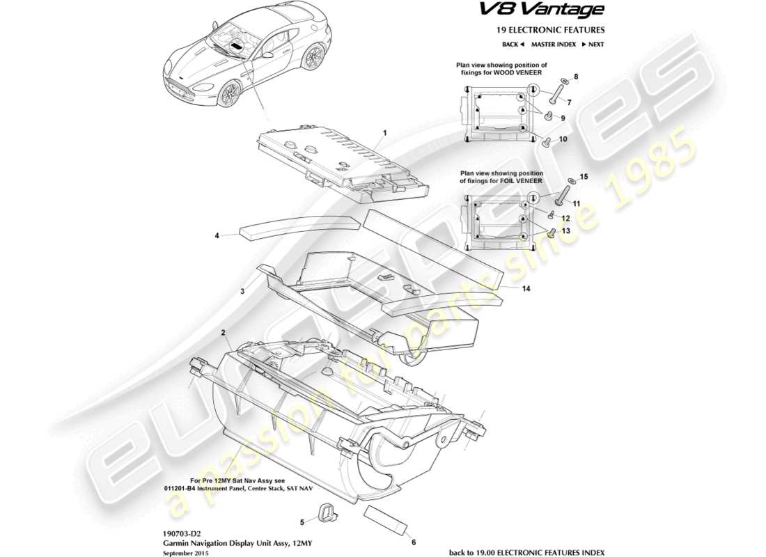 aston martin v8 vantage (2010) navigation display, 12my part diagram