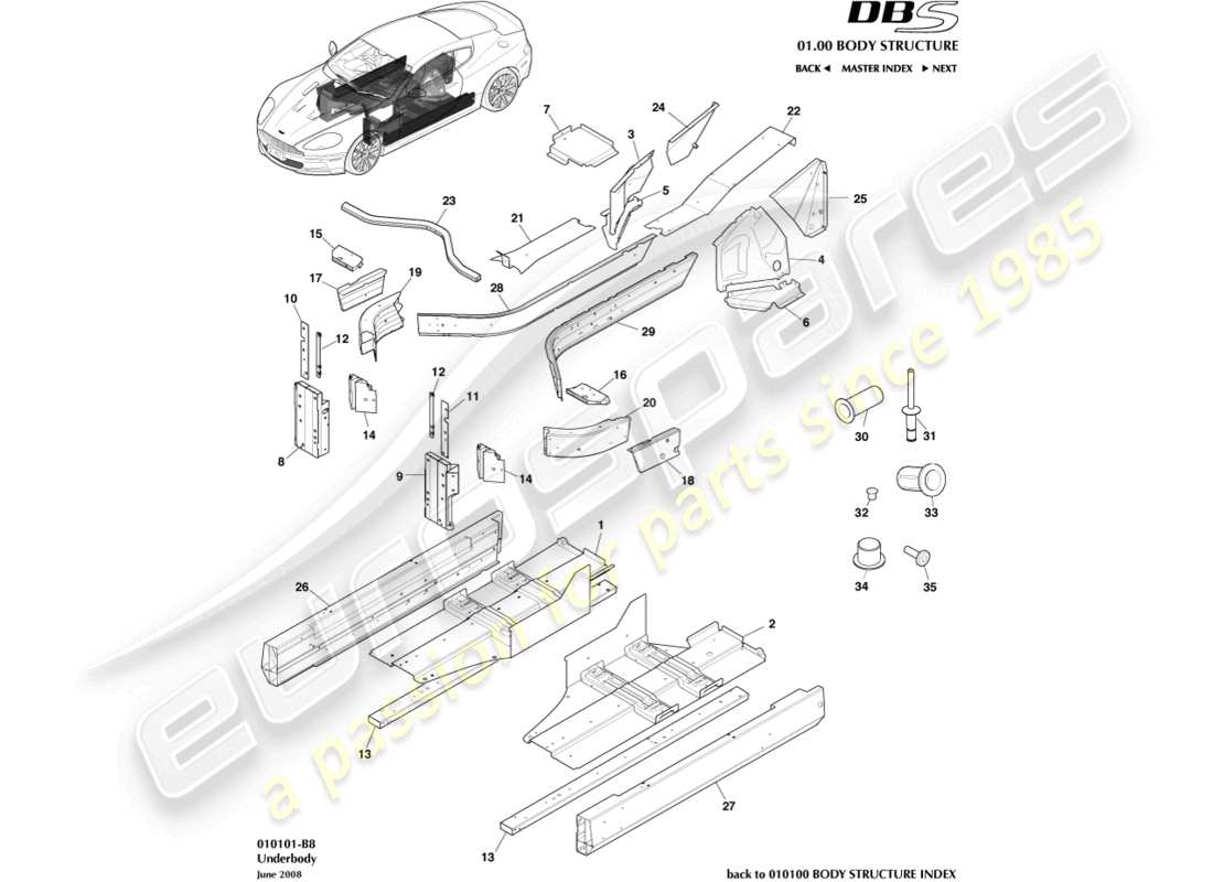 aston martin dbs (2014) underbody part diagram