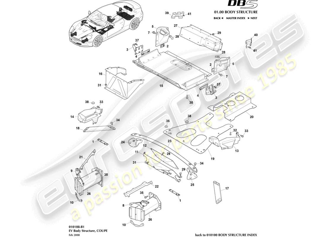 aston martin dbs (2007) ev structure, coupe part diagram