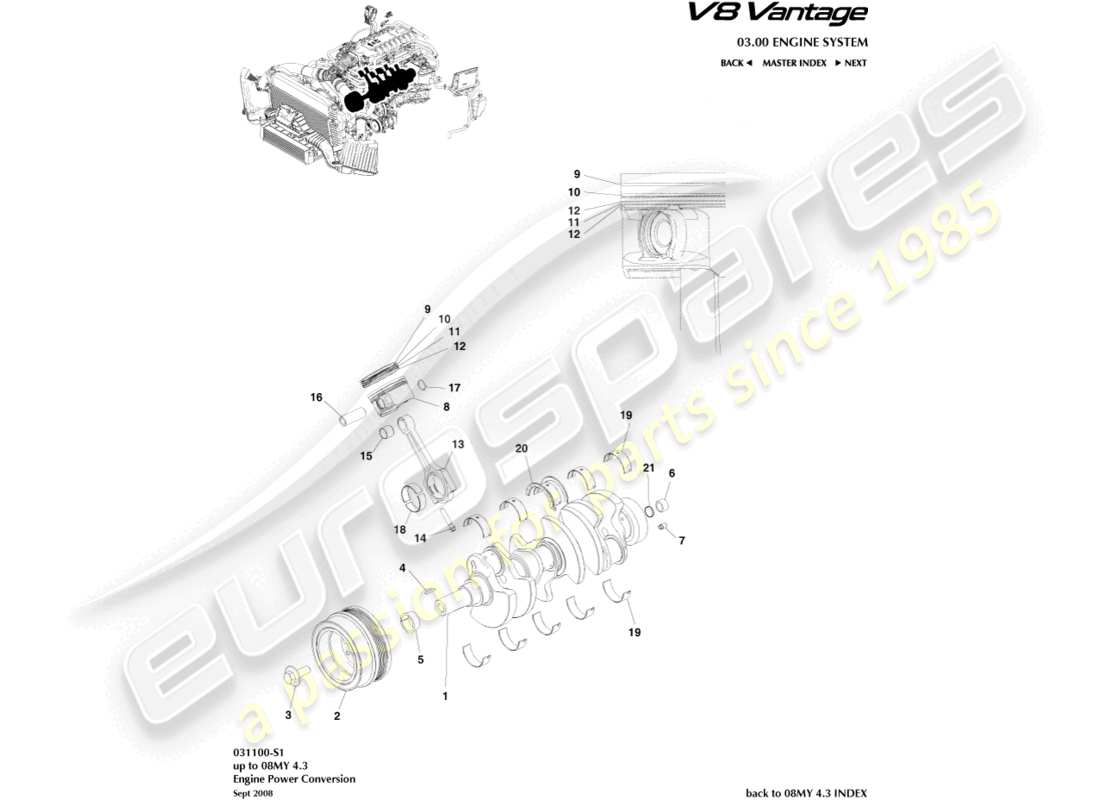 aston martin v8 vantage (2014) power conversion part diagram