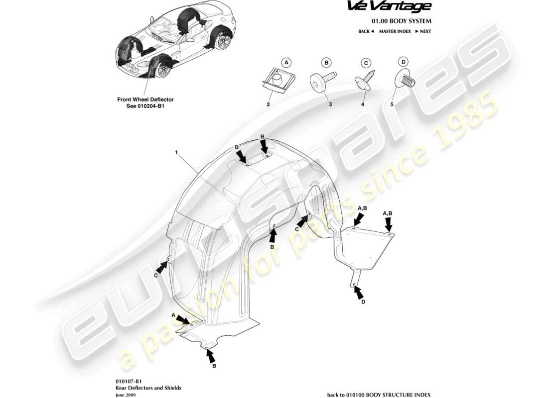 aston martin v12 vantage (2011) rear wheel arches part diagram