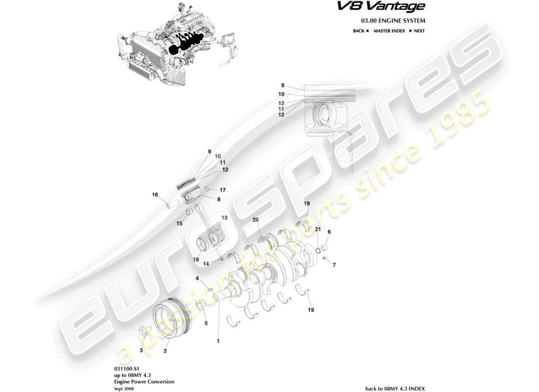 aston martin v8 vantage (2006) power conversion parts diagram