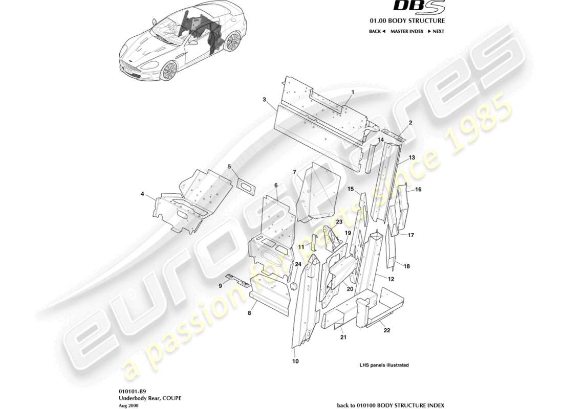 aston martin dbs (2013) underbody rear, coupe part diagram