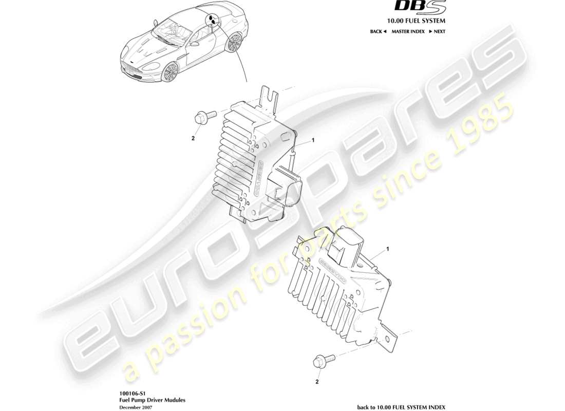 aston martin dbs (2013) fuel pump modules part diagram