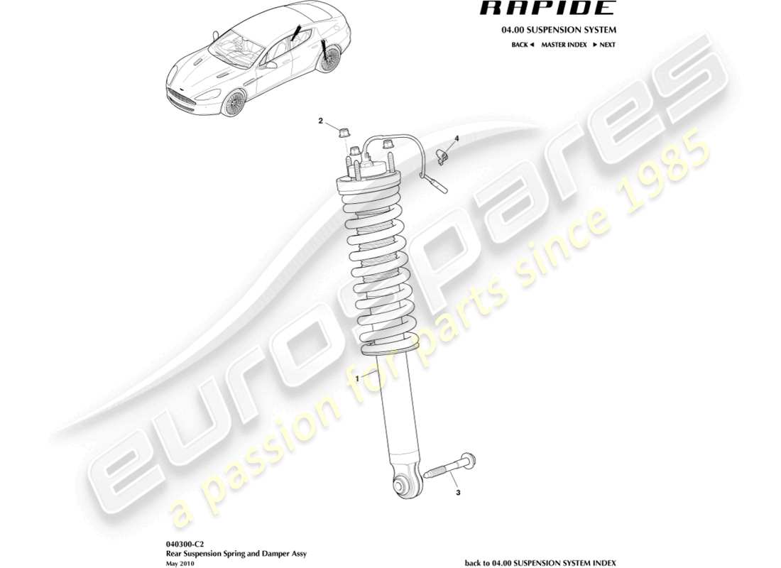 a part diagram from the aston martin rapide (2011) parts catalogue