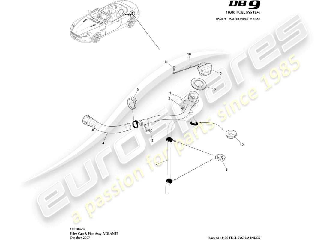a part diagram from the aston martin db9 (2008) parts catalogue