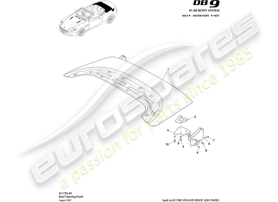 a part diagram from the aston martin db9 (2008) parts catalogue