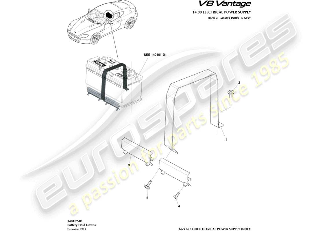 a part diagram from the aston martin vantage gt8 (2017) parts catalogue