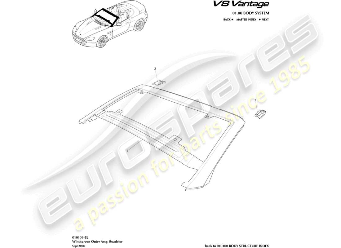 a part diagram from the aston martin v8 vantage (2015) parts catalogue