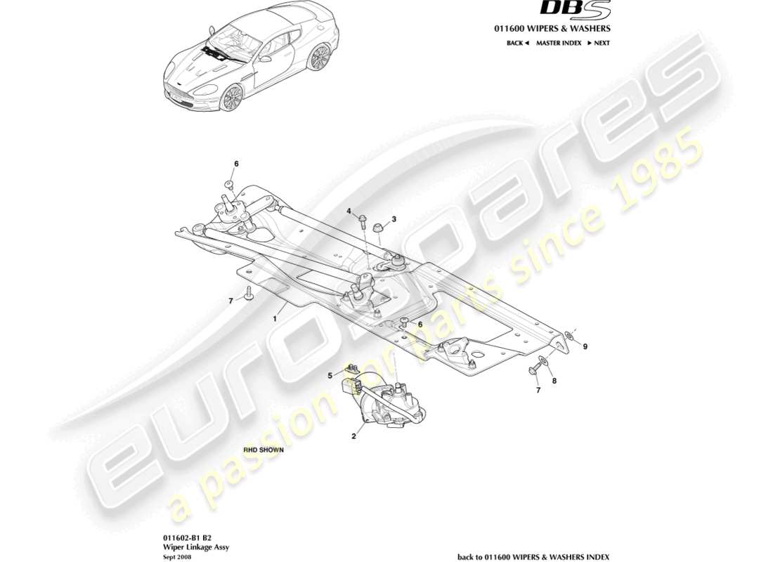 a part diagram from the aston martin dbs (2007) parts catalogue