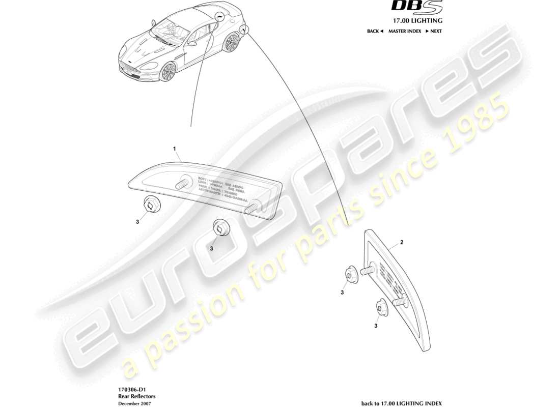 aston martin dbs (2013) rear reflectors part diagram