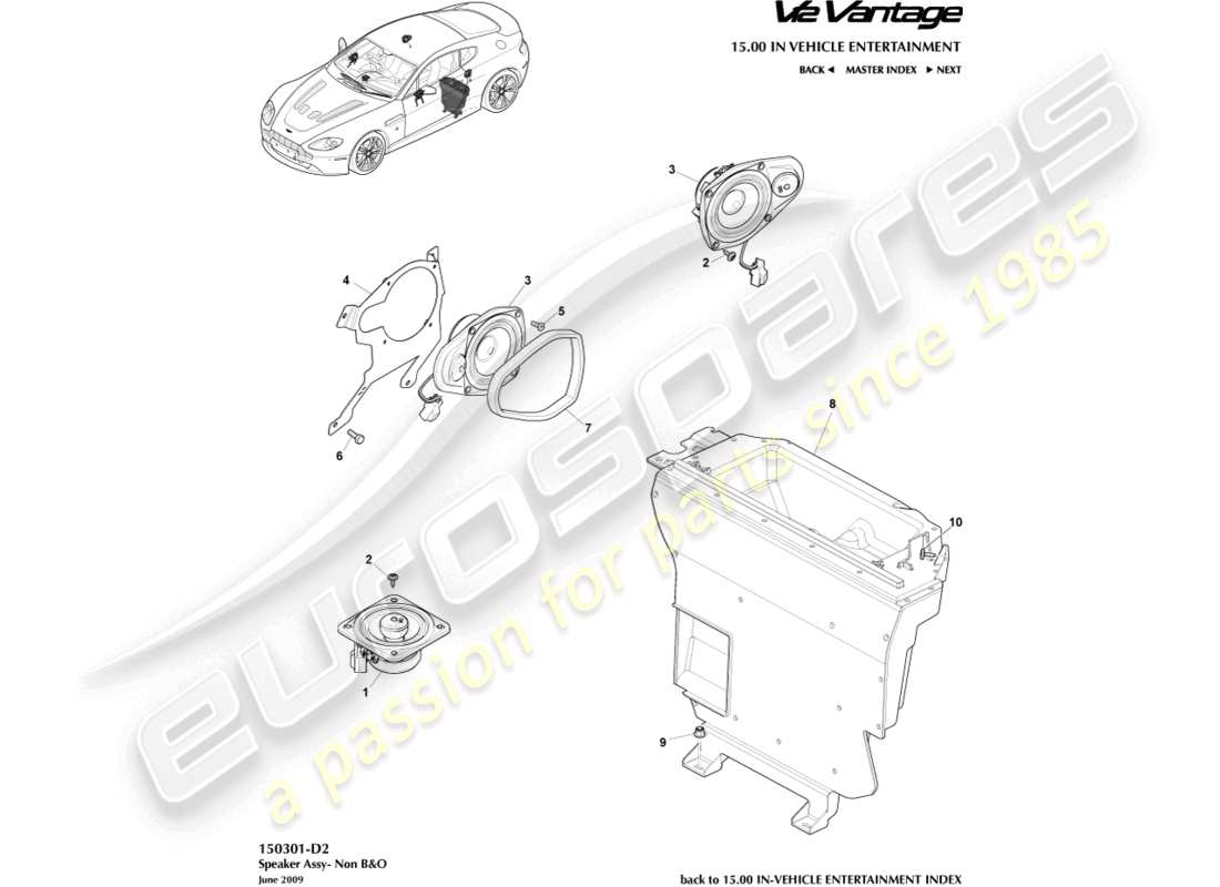 aston martin v12 vantage (2011) speaker, base part diagram