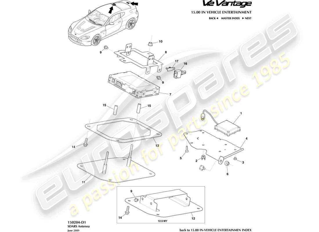 aston martin v12 vantage (2010) sdars antenna part diagram