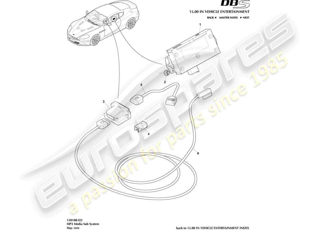 aston martin dbs (2007) mp3 media part diagram