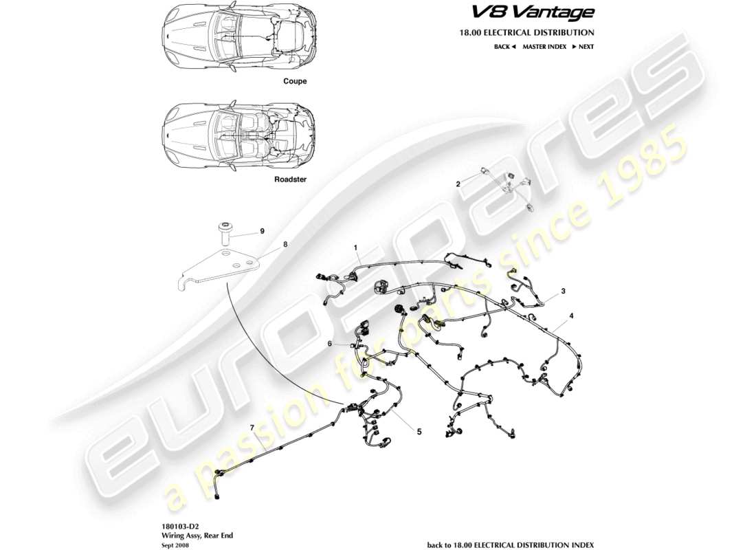 aston martin v8 vantage (2014) rear end harness part diagram